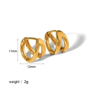 1 pair simple series classic geometric stainless steel  gold plated women hoop earrings h5 Picture2